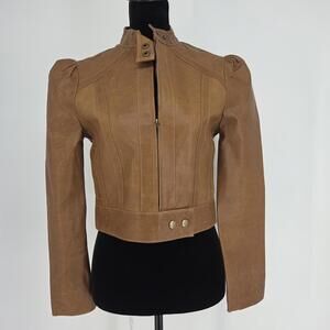 Vtg Arden B. Genuine Leather Jacket Small Brown Cropped Jacket  Y2K NWT